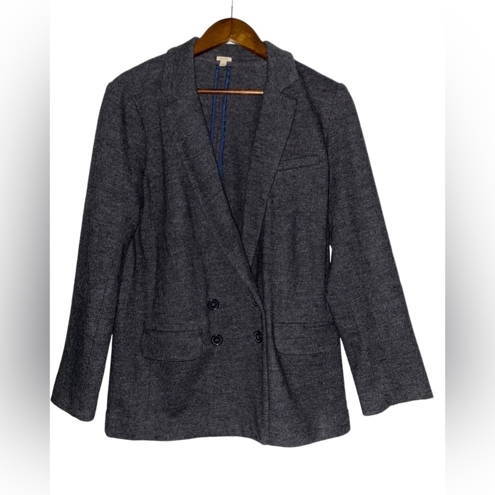 J.Crew Women’s Wool Blend Double Breasted Blazer Jacket Gray Size 10 Office Work